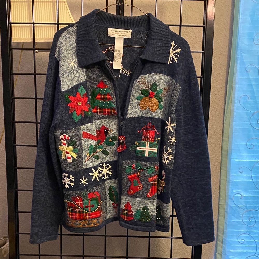 Festive Blue Holiday Sweater